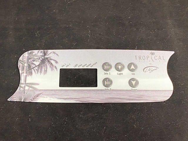 Sticker - L.A. Spas Tropical, S-Vorm, 5 knoppen, 2 pompen, geen Air