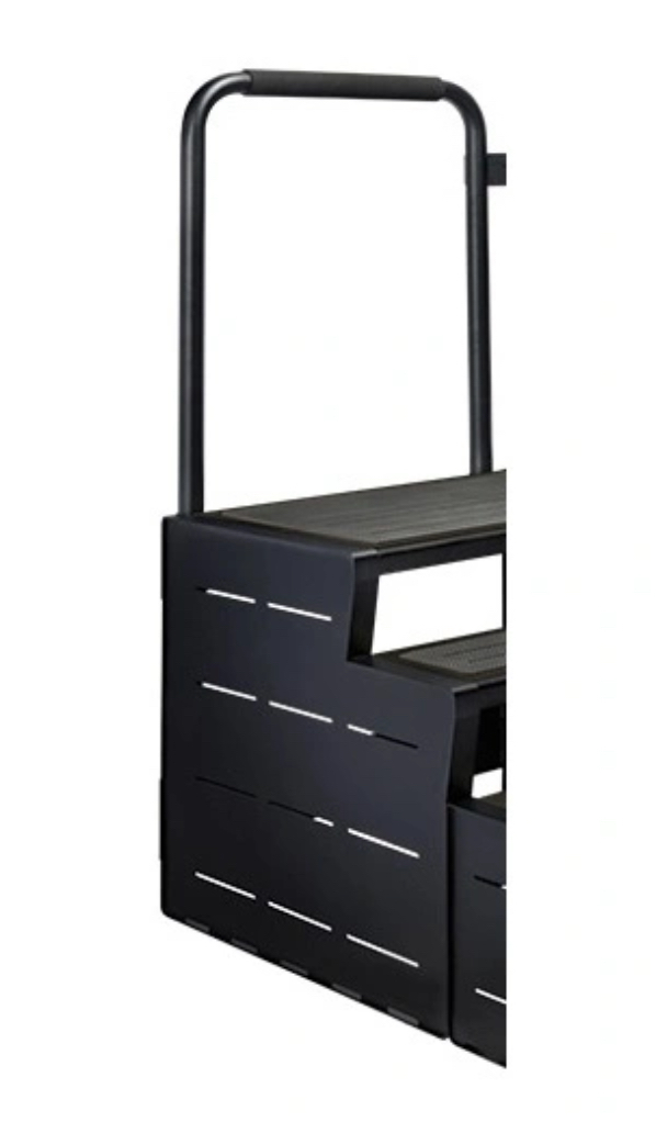 Back rail for spa stairs with four steps - black