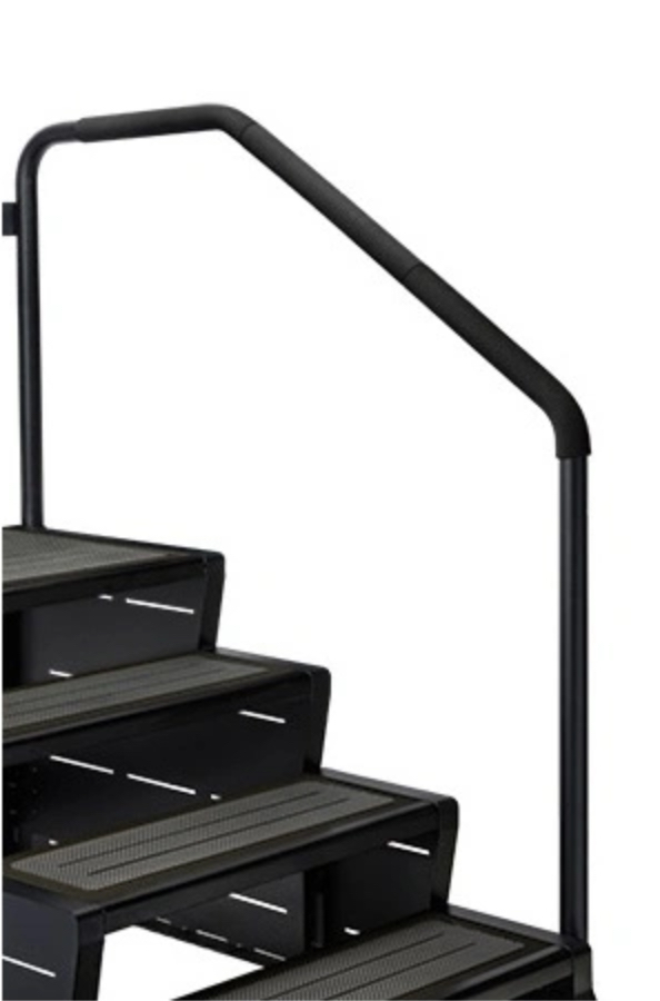Side rail for spa stairs with four treads - black